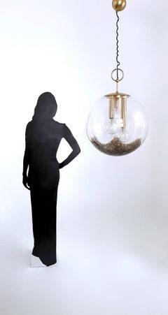 Postmodern Large Globe Blown Glass Pendant by Murrina with Pulegoso Parts, Italy