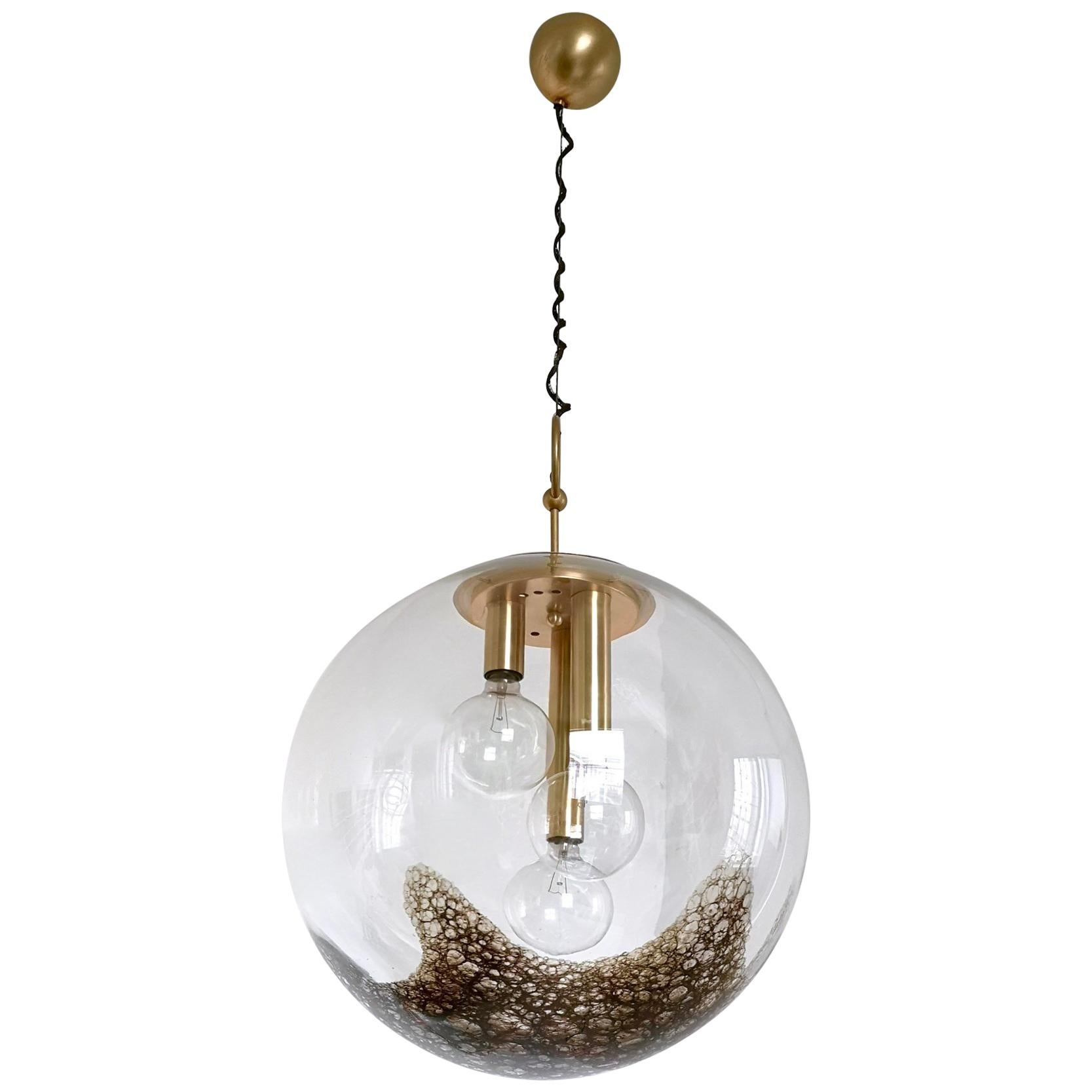 Postmodern Large Globe Blown Glass Pendant by Murrina with Pulegoso Parts, Italy