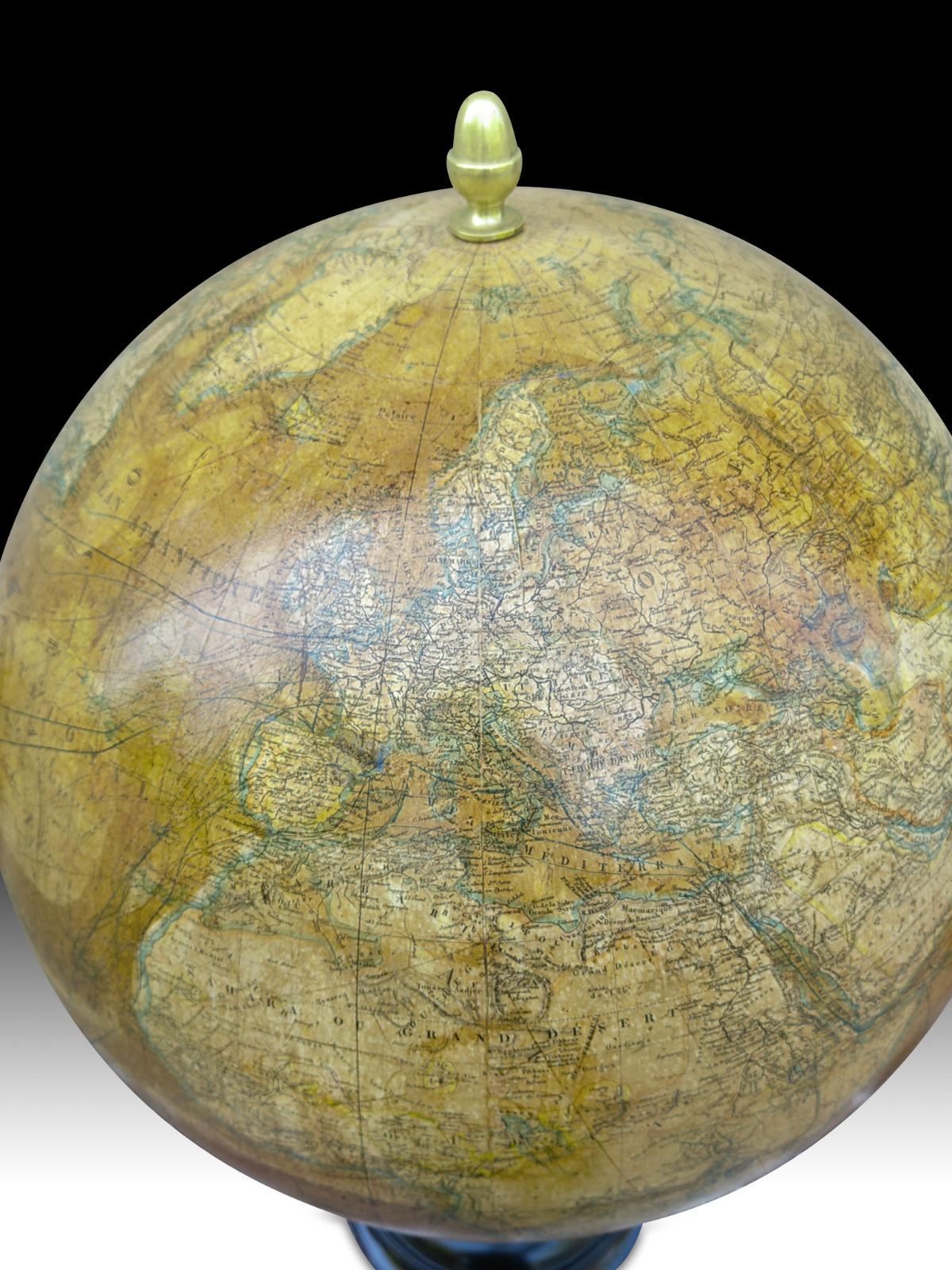 Large Globe by Emile Bertaux 19th Century For Sale 3