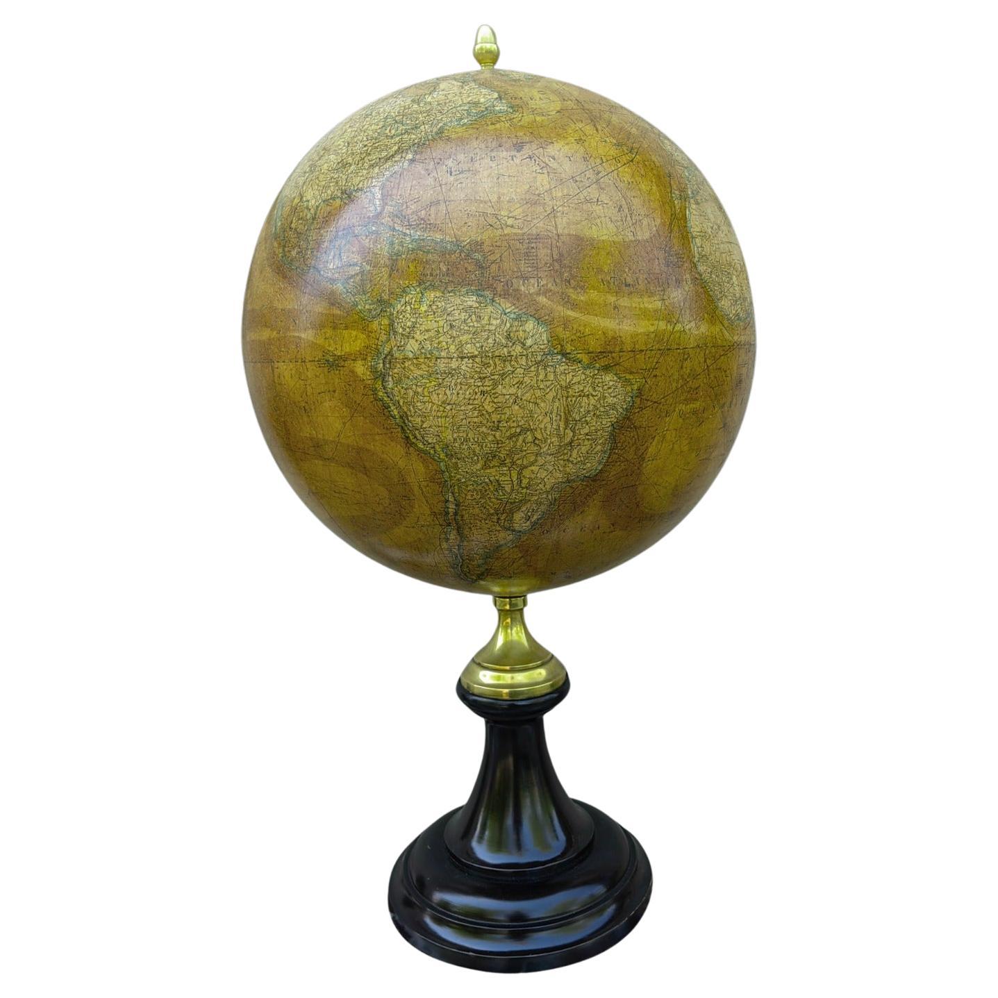 Large Globe by Emile Bertaux 19th Century For Sale