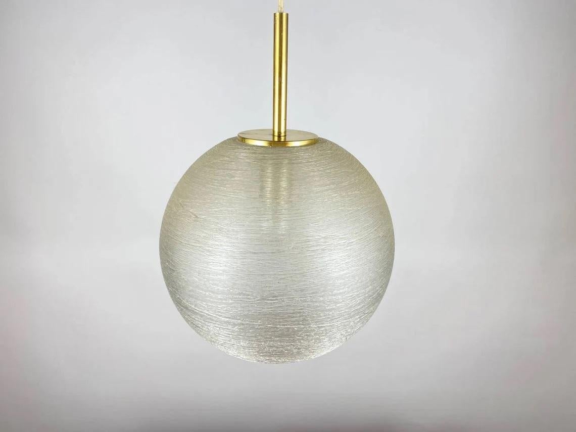 German Large Globe Chandelier with Blown Glass Sphere Lampshade In Glass, 1960s