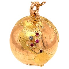Large Globe Charm Gemset Gold