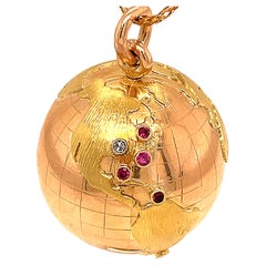 Large Globe Charm Gemset Gold