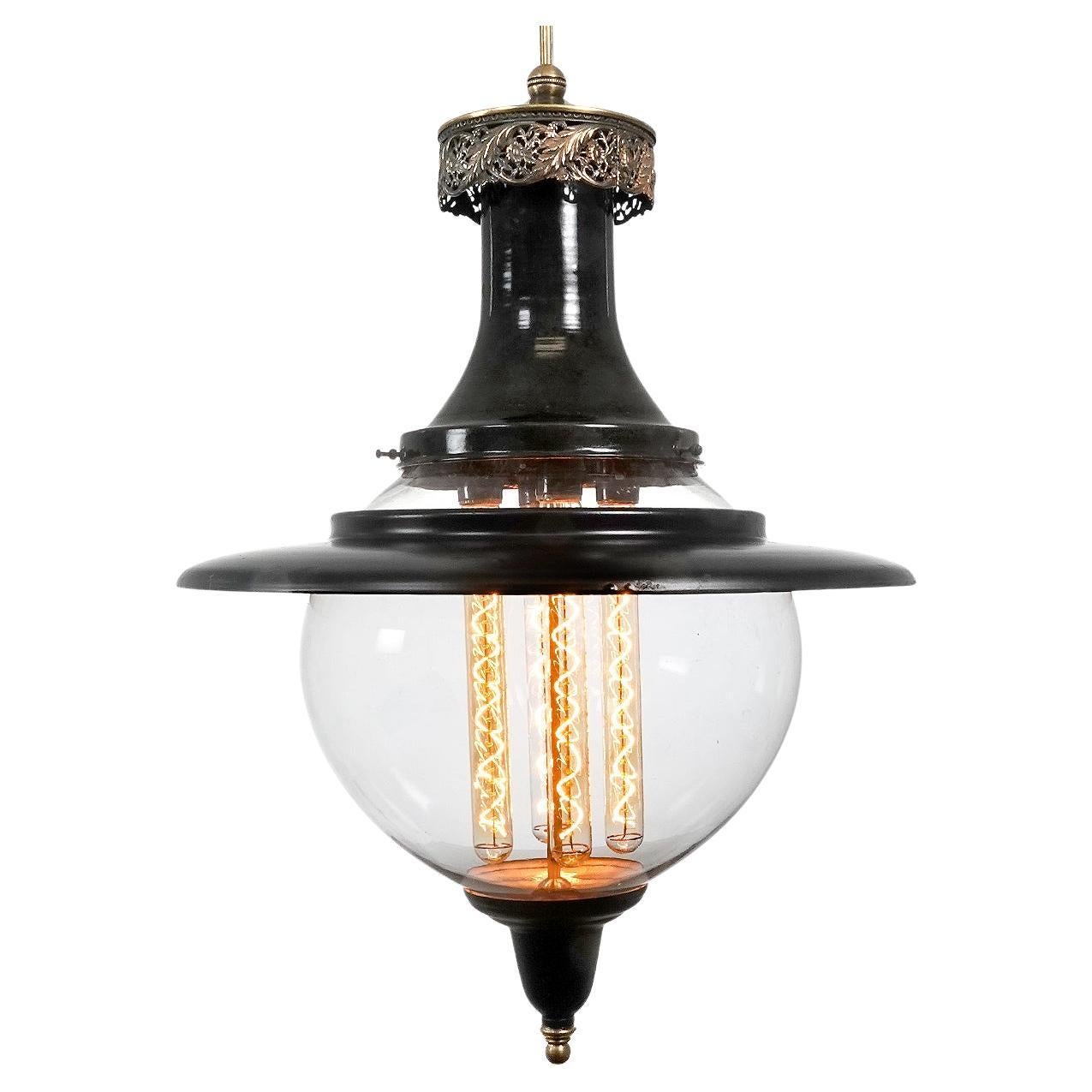 Large Globe Street Lamp with Floral Detail. For Sale