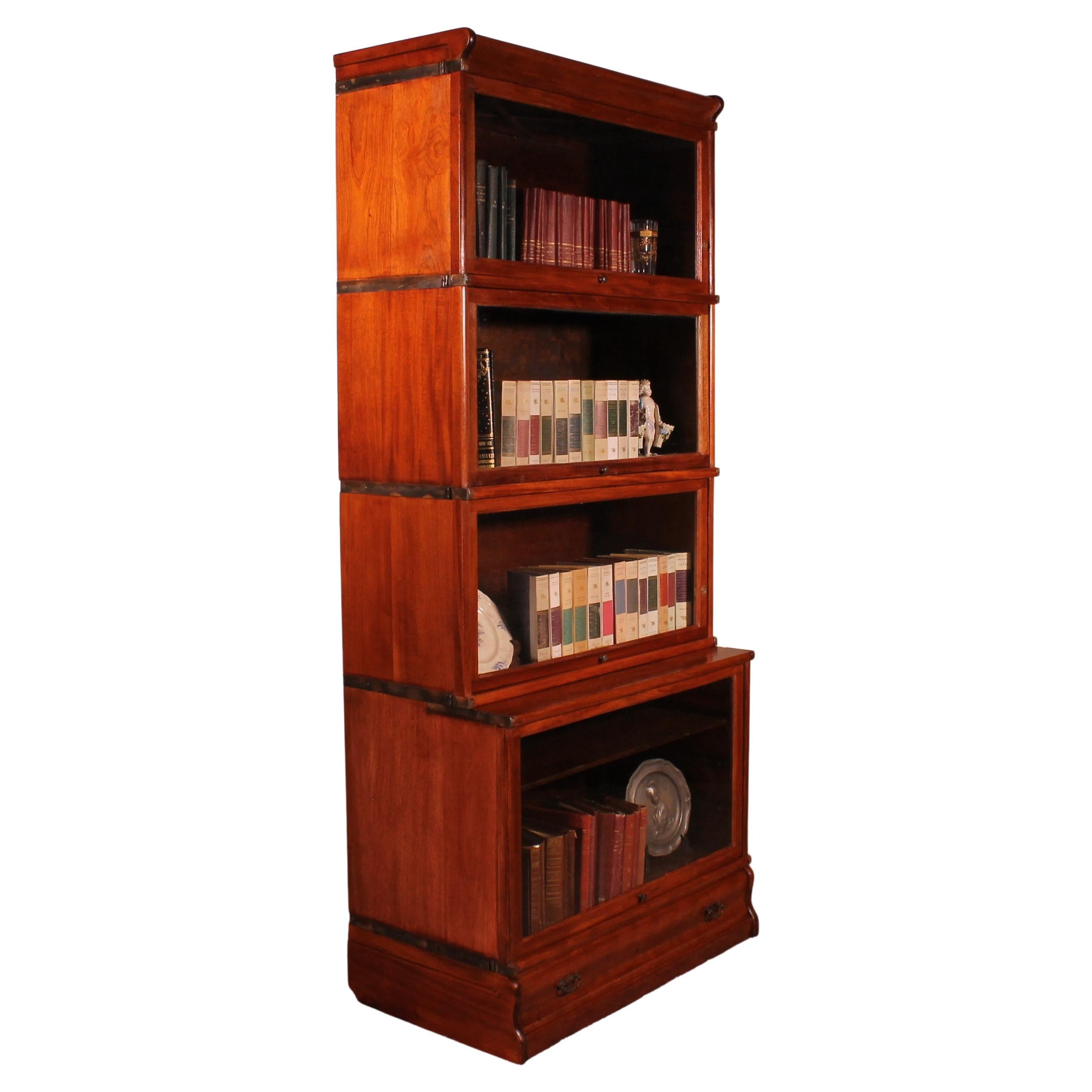 Large Globe Wernicke Bookcase in Mahogany with 4 Large Elements with Drawers For Sale at 1stDibs
