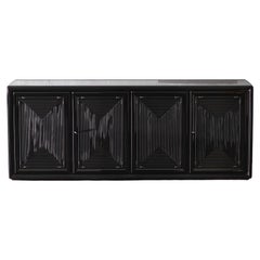 Vintage Large glossy black lacquered sideboard