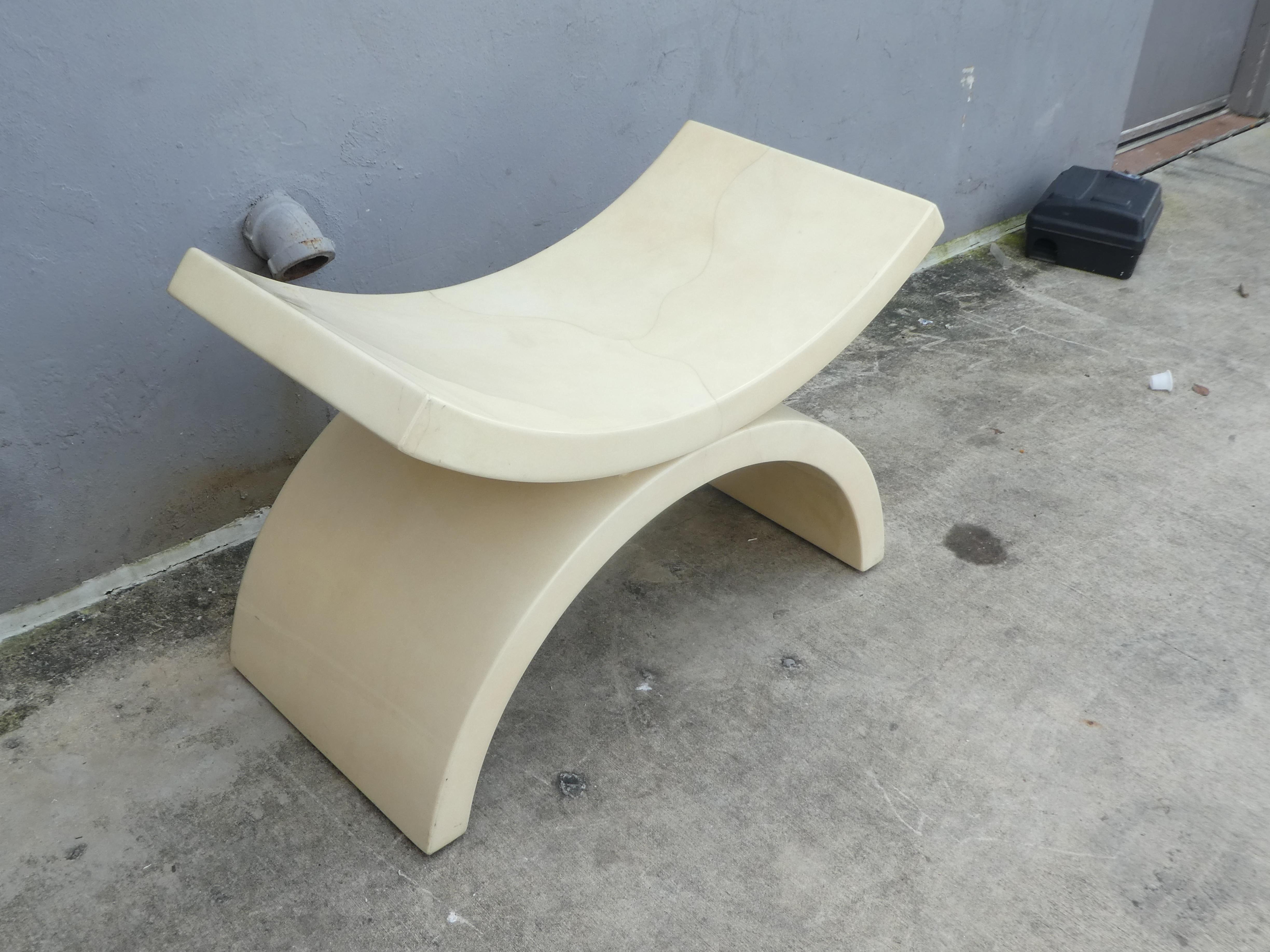 Mid-Century Modern Large Goatskin Alibaba Style Tan Bench or Stool