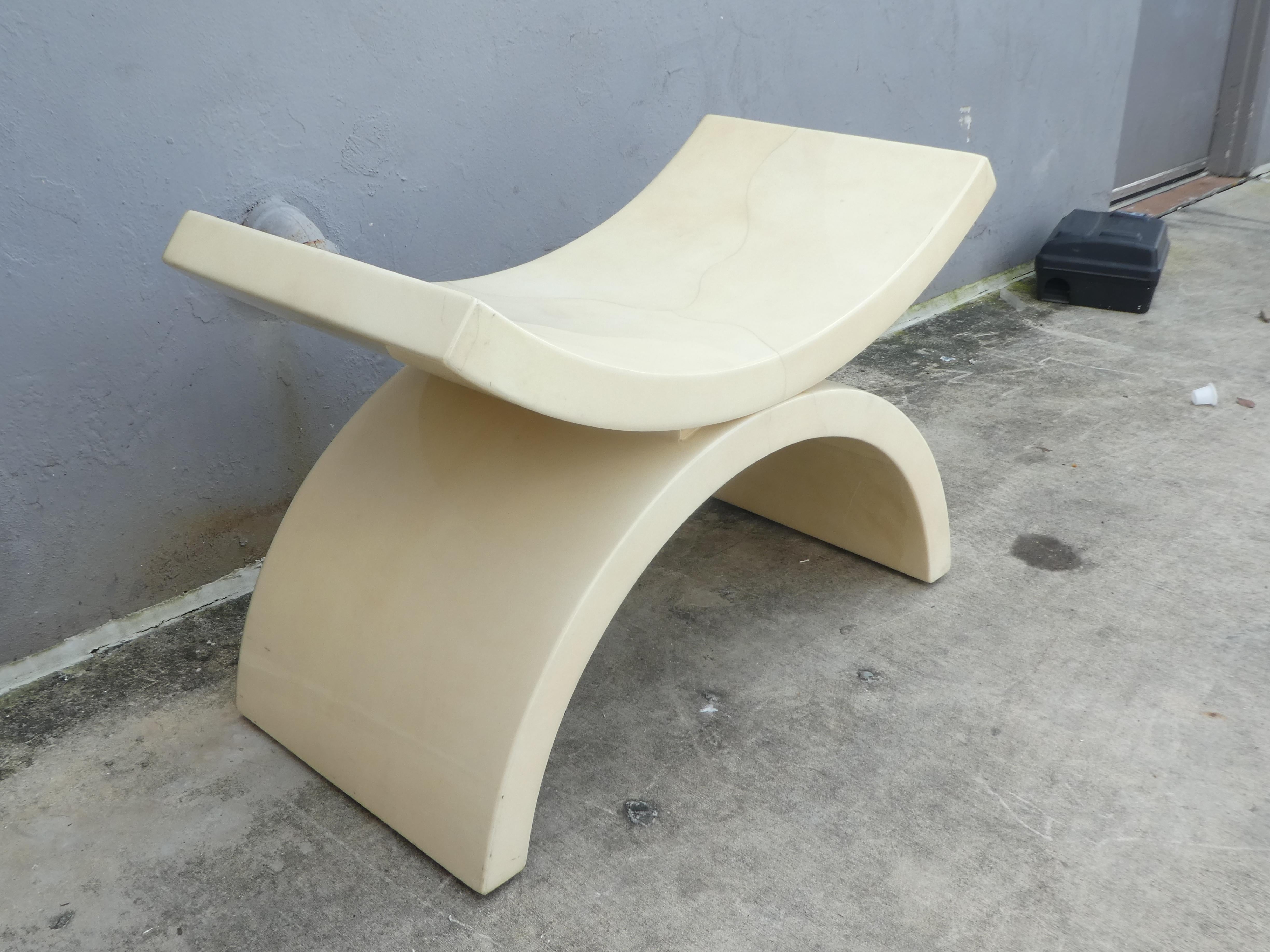 Large Goatskin Alibaba Style Tan Bench or Stool In Good Condition In Ft. Lauderdale, FL