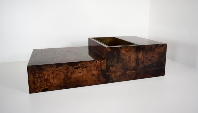 Lacquered Large Goatskin Coffee Table by Aldo Tura, Italy 1960s