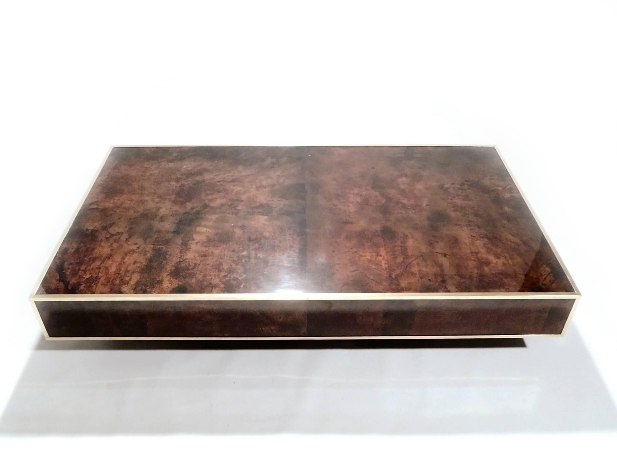 Mid-Century Modern Large Goatskin Parchment Coffee Table by Aldo Tura, 1960s