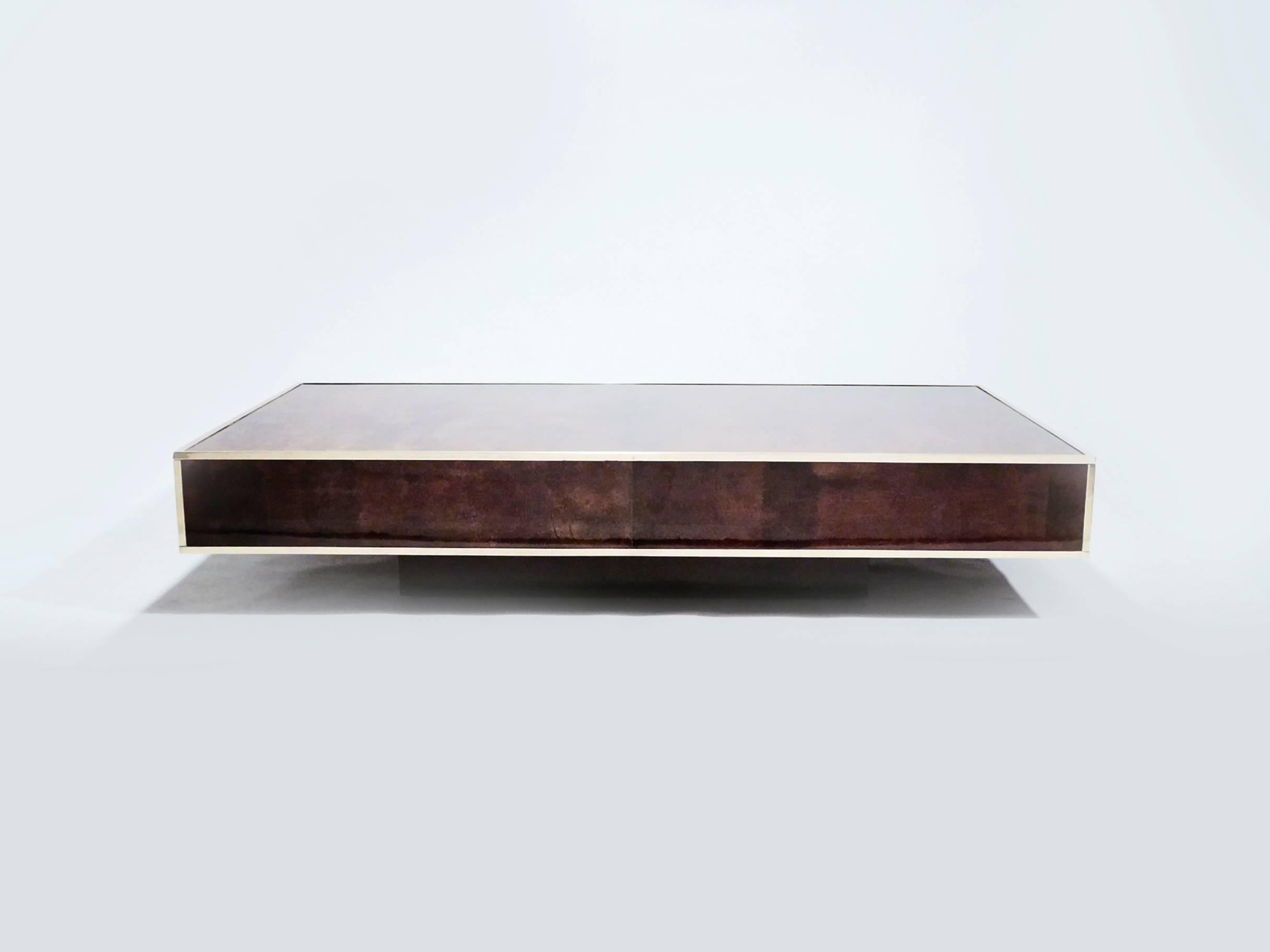 Mid-20th Century Large Goatskin Parchment Coffee Table by Aldo Tura, 1960s