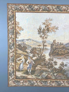 Large Gobelins-Style Tapestry, 20th Century, Pastoral Landscape Scene