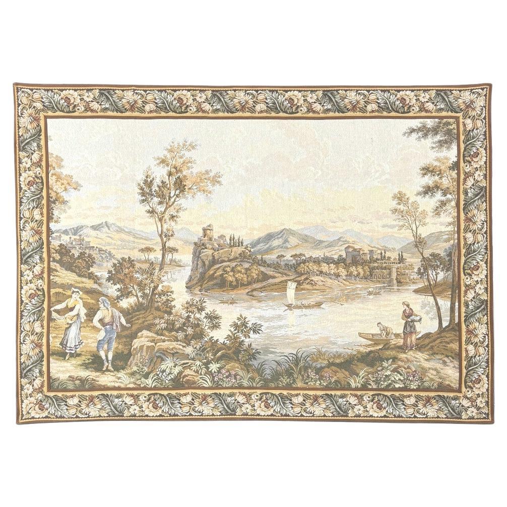 Large Gobelins-Style Tapestry, 20th Century, Pastoral Landscape Scene