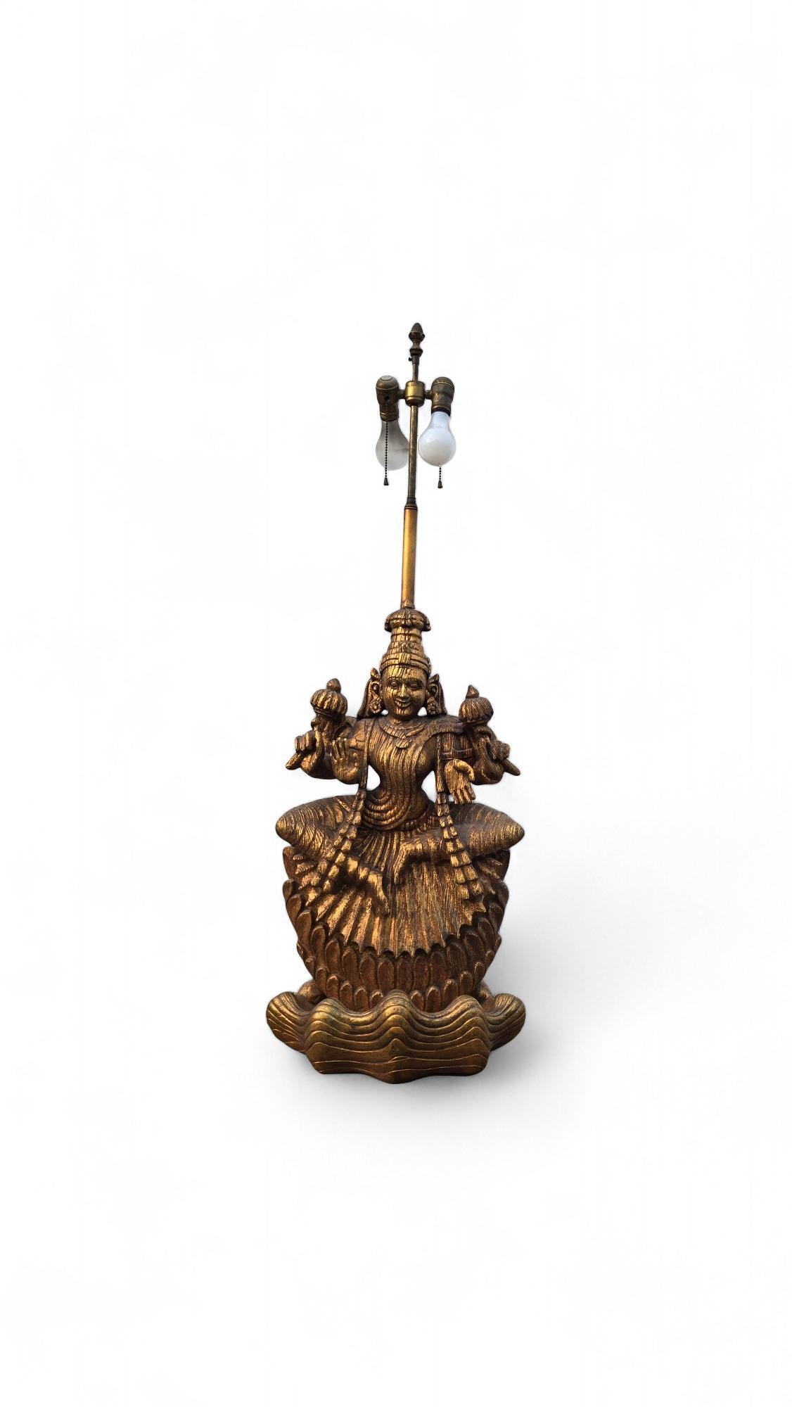 Large Goddess Lakshmi 1960s Table Lamp 
