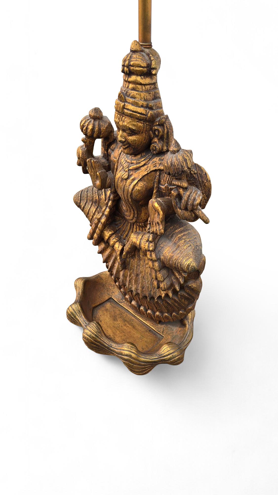 American Large Goddess Lakshmi 1960s Table Lamp For Sale