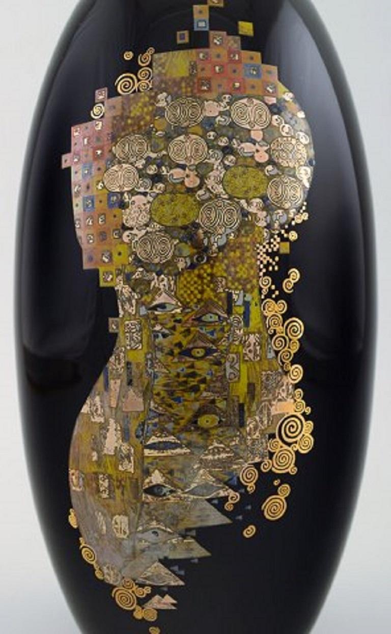 Modern Large Goebel Vase in Porcelain with Gustav Klimt Motifs, Late 20th Century