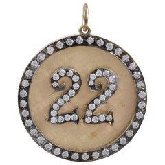 Large Gold and Diamond 22 Pendant/Charm