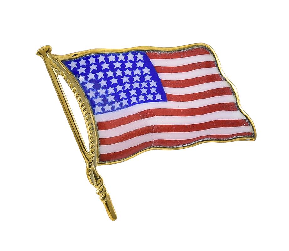 gold american flag pin