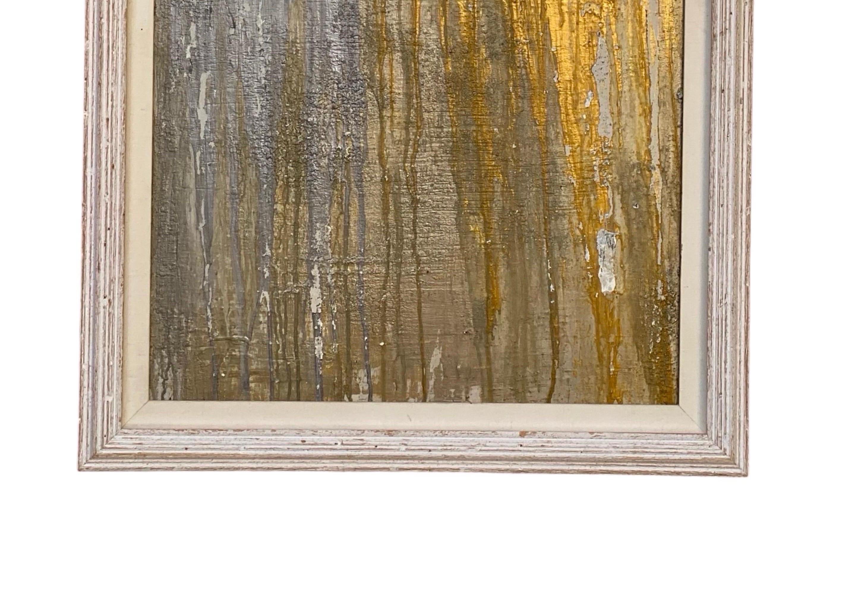 Großer abstrakter Vintage-Rahmen aus Gold und Silber in Metallic-Modern-Optik von Machado (Holz) im Angebot