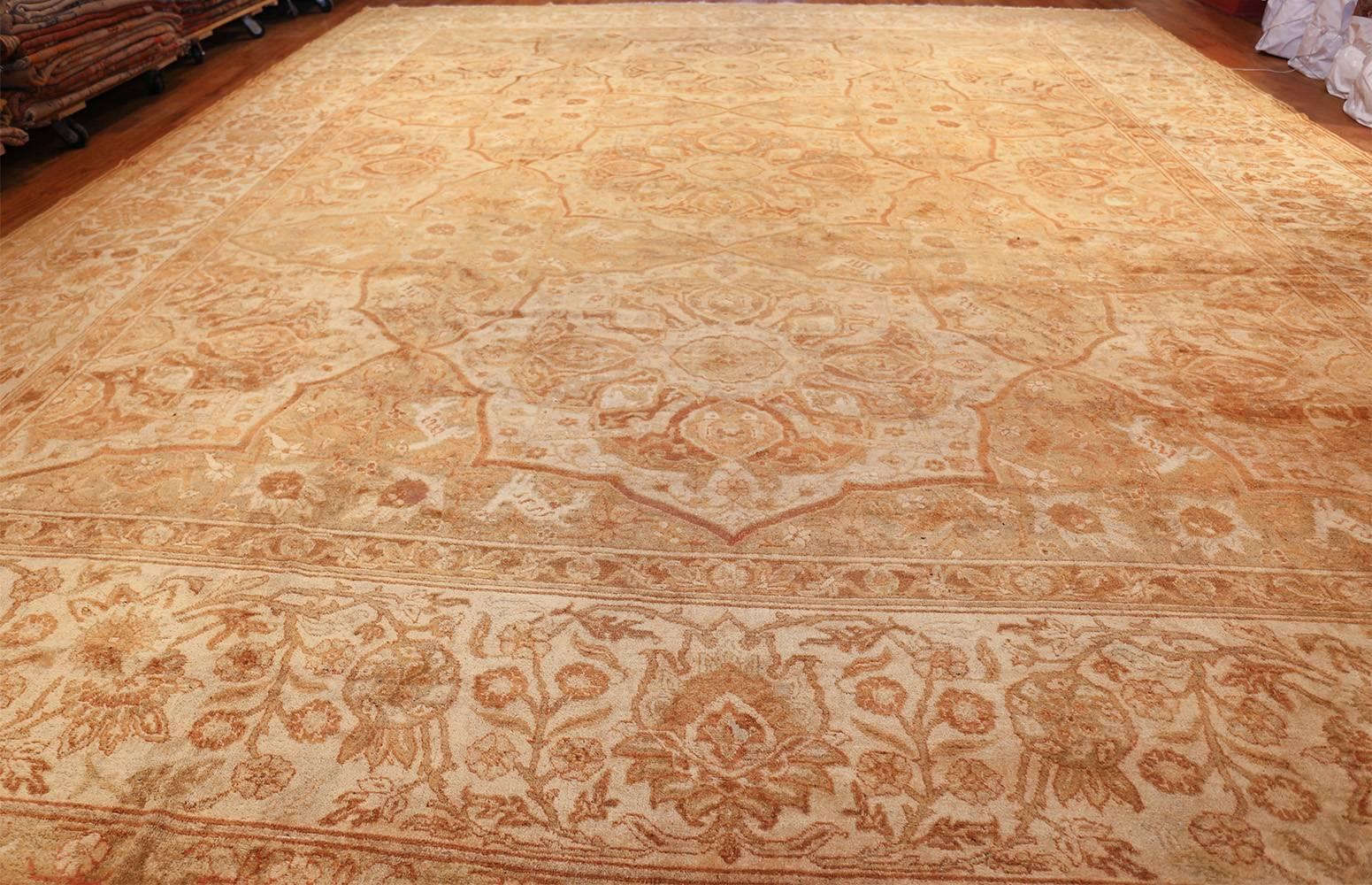 Hand-Knotted Antique Indian Agra Rug. Size: 16 ft x 19 ft 6 in For Sale