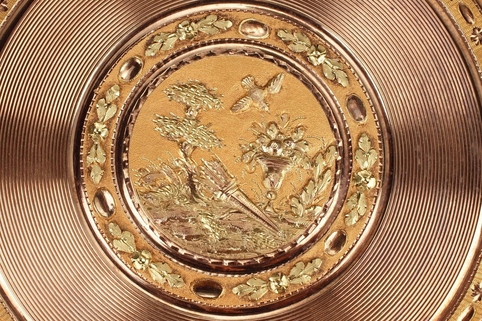 French Large Gold Candy Box 18th Century For Sale
