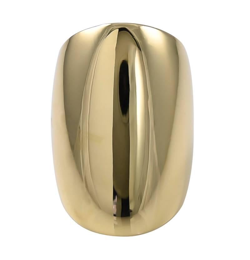 Dramatic extra-large cigar band.  Made, signed and numbered by CARTIER.  18K shiny yellow gold.  1 1/4