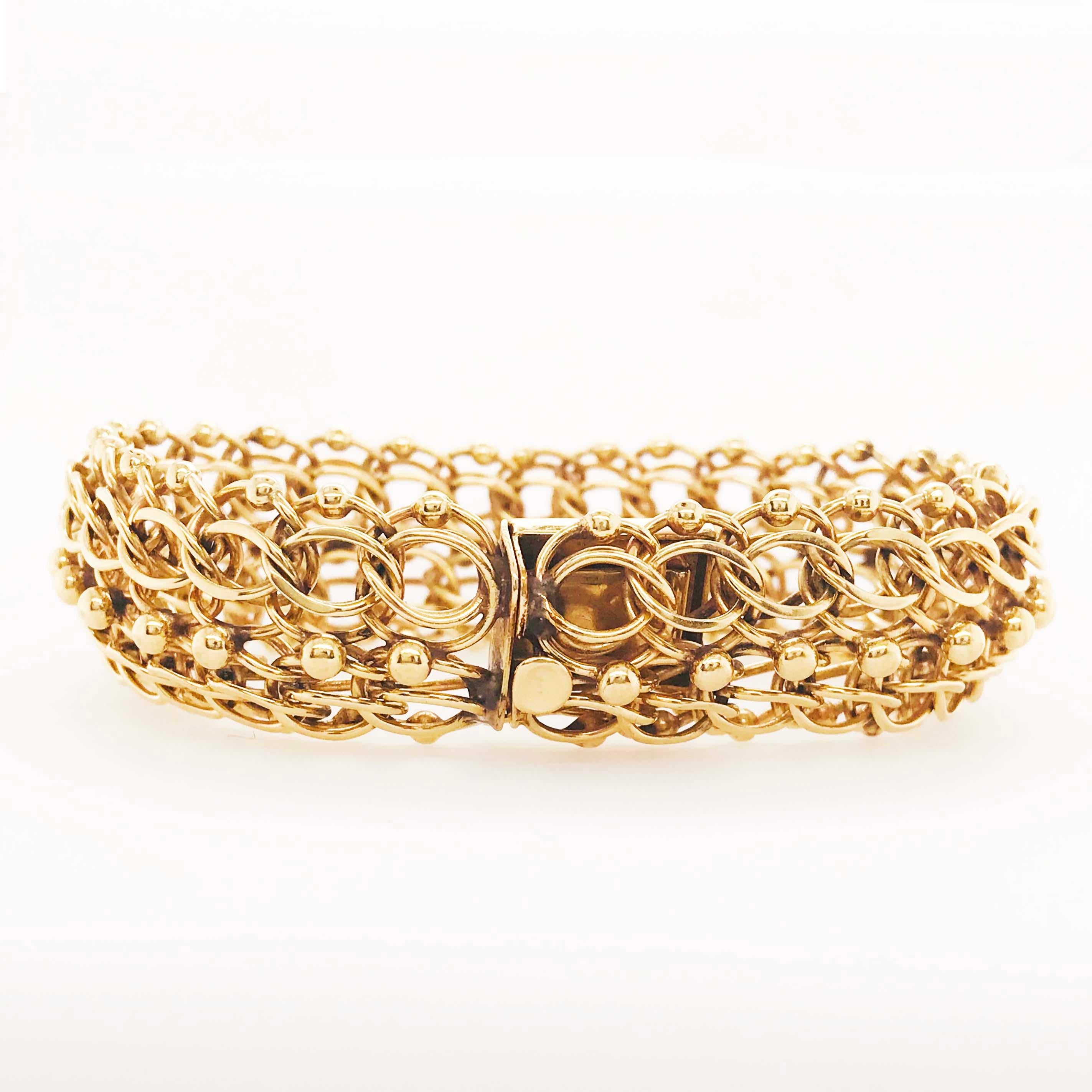 Artisan Large Gold Charm Bracelet, Bracelet with Custom Links in 14 Karat Gold
