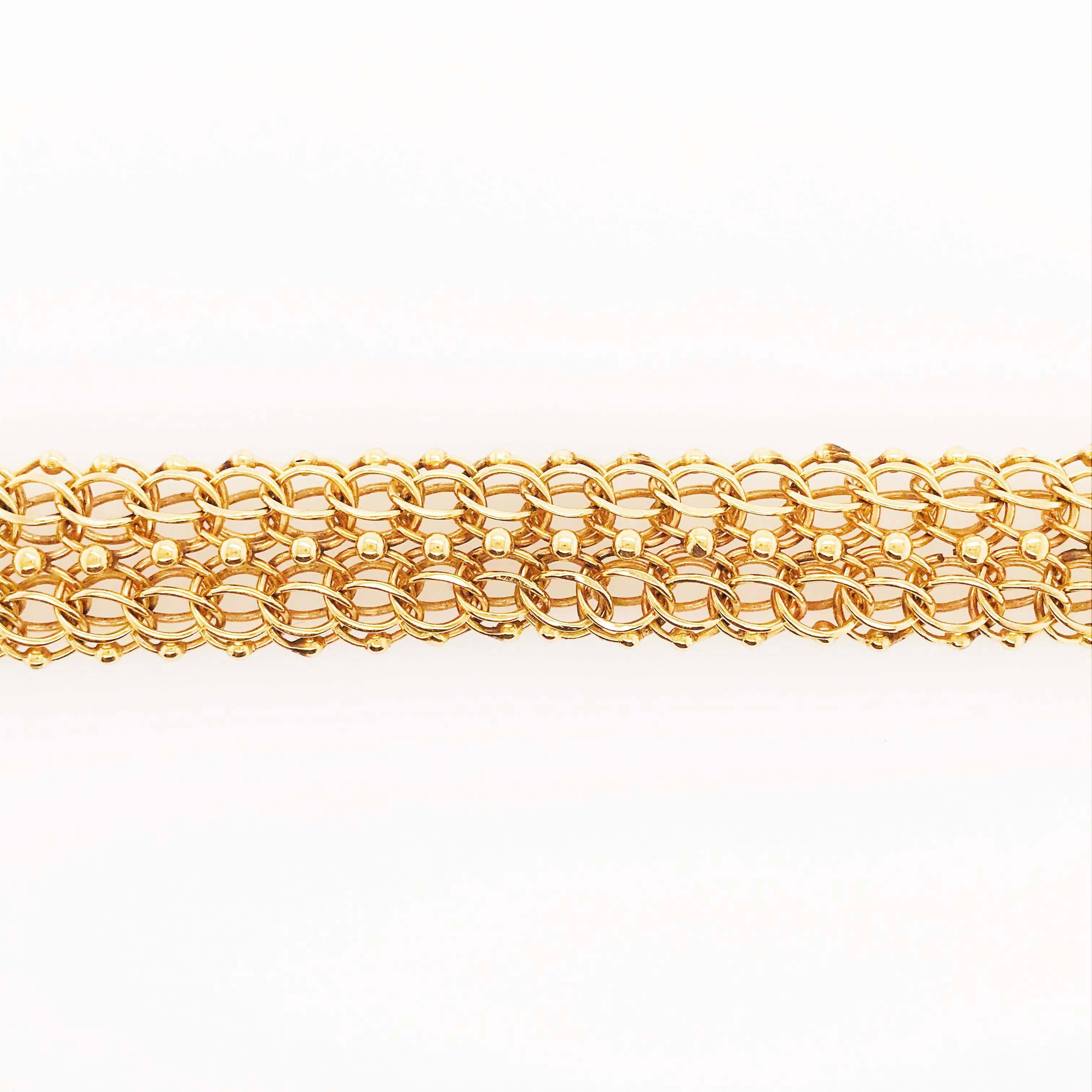 Large Gold Charm Bracelet, Bracelet with Custom Links in 14 Karat Gold In Excellent Condition In Austin, TX