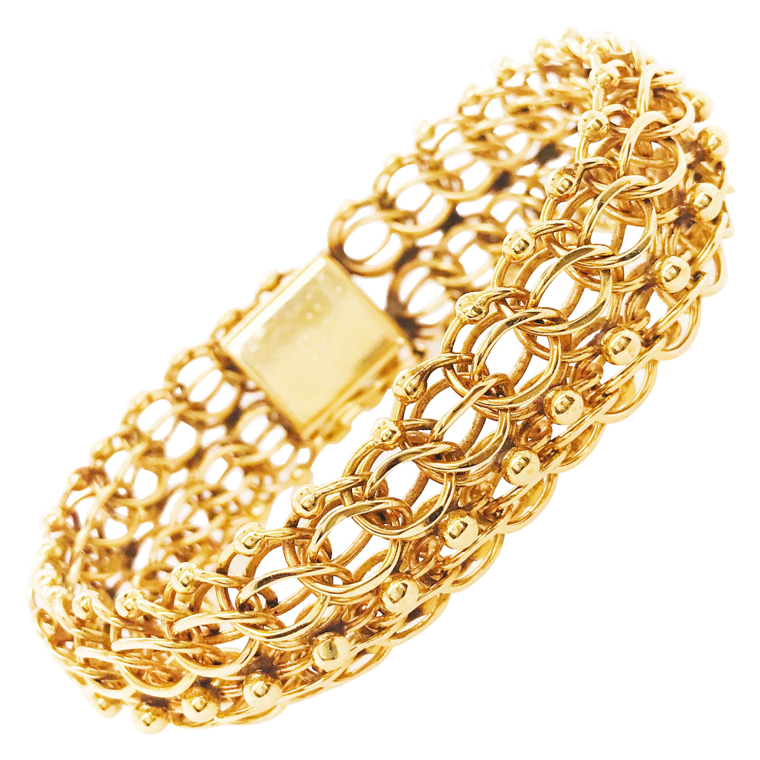 Large Gold Charm Bracelet, Bracelet with Custom Links in 14 Karat Gold
