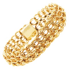 Großes Gold-Charm-Armband, Armband mit maßgefertigten Gliedern aus 14 Karat Gold
