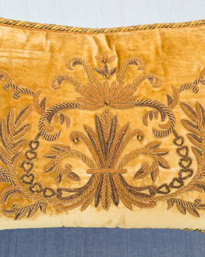 embroidered velvet pillow