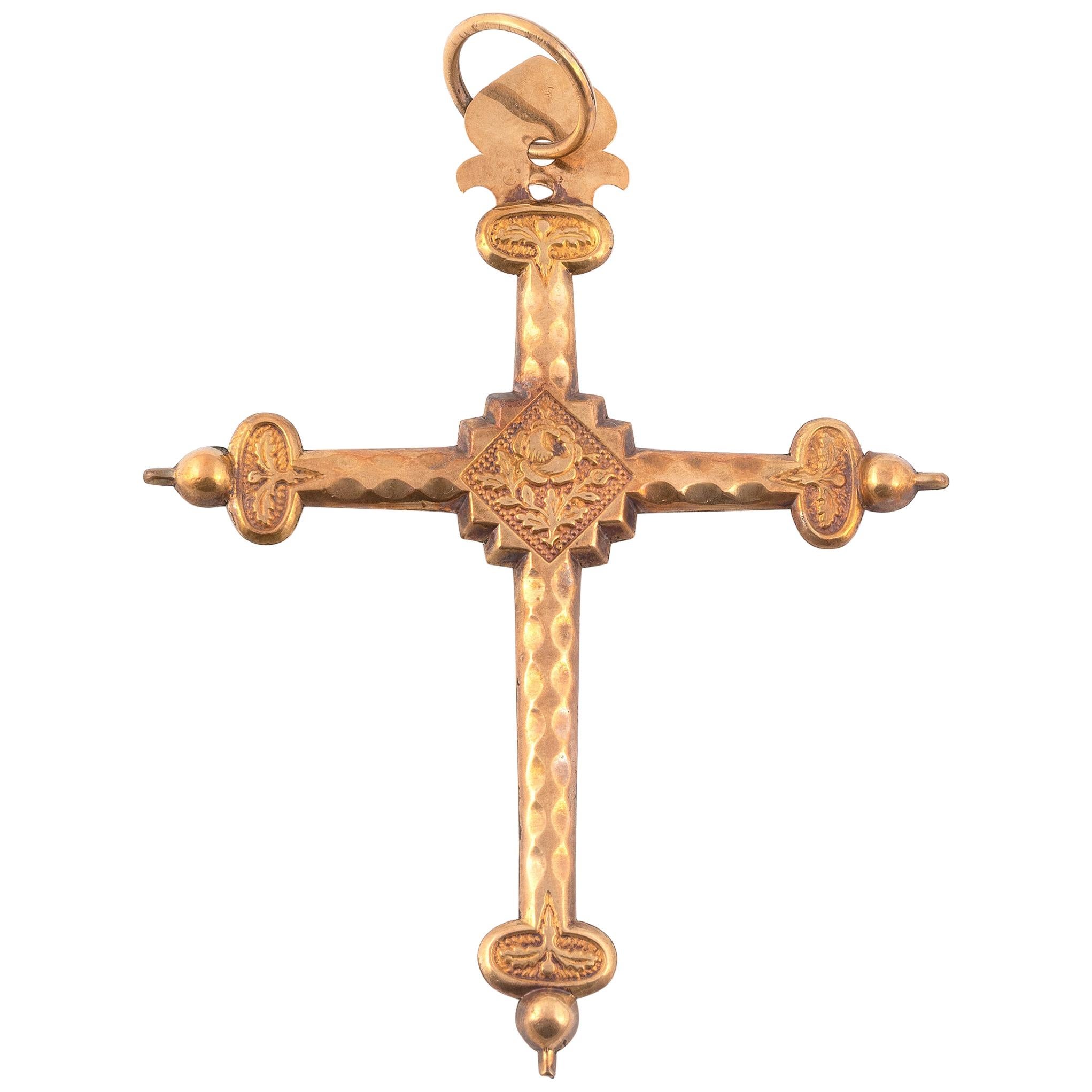 Großes goldenes Kreuz Jeannette Savoyarde, 19. Jahrhundert im Angebot