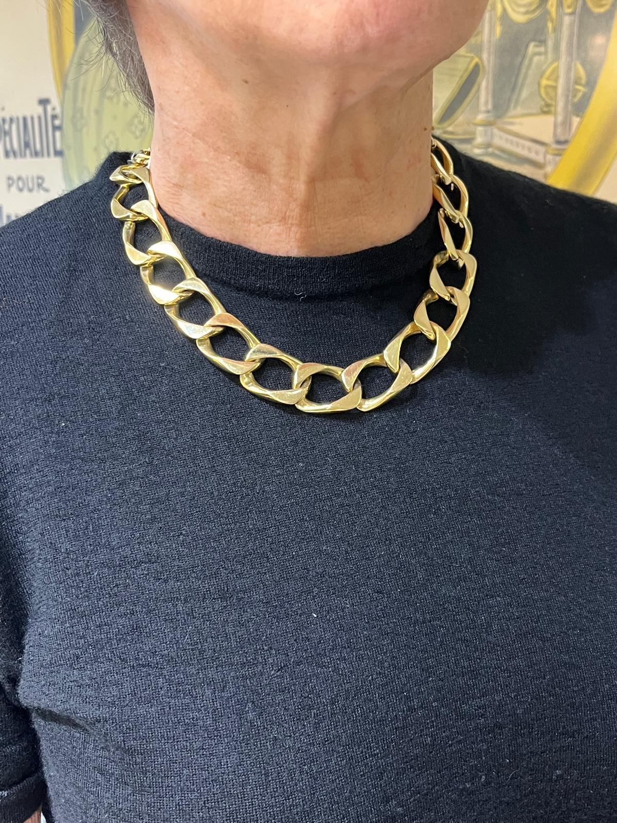 da uomo o donna Set di collana e orecchini A Link in oro grande in vendita