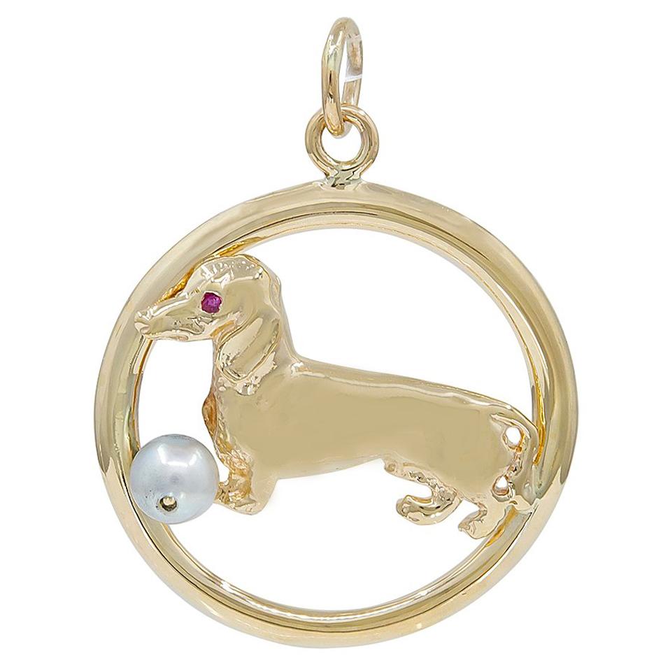 Large Gold Dachshund Charm