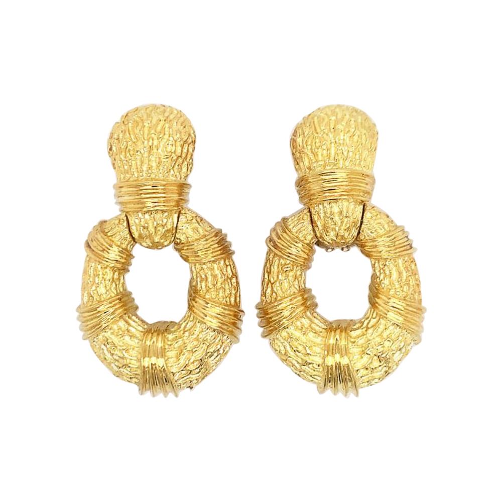 Large Gold Doorknocker Earrings For Sale