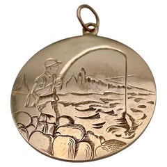 Vintage Large Gold Fisherman Medallion