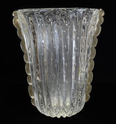 Large Gold Fleck and Controlled Bubble Art Glass Vase by Ercole Barovier