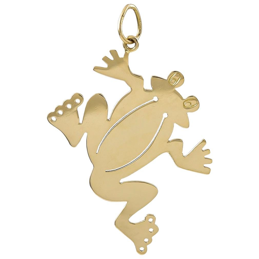 Large Gold Frog Pendant