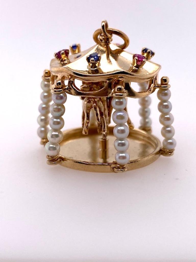 Brilliant Cut Large Gold Gemset Carousel Charm