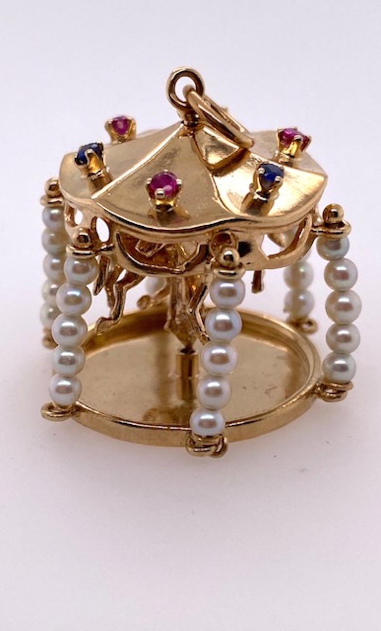 Large Gold Gemset Carousel Charm 1