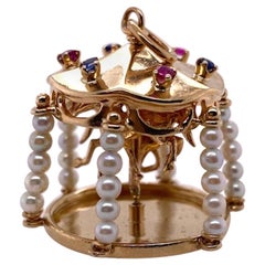 Large Gold Gemset Carousel Charm