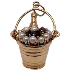 Large Gold Gemset Champagne Bucket Charm