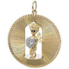 Large Gold Gemset Heart in Hand Charm