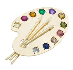 Large Gold Gemset Palette Pin