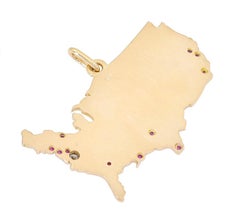 Large Gold Gemset United States Map Charm