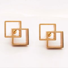 Large Gold Geometric Cufflinks, Designer Sarah Coventry Men's Cufflinks