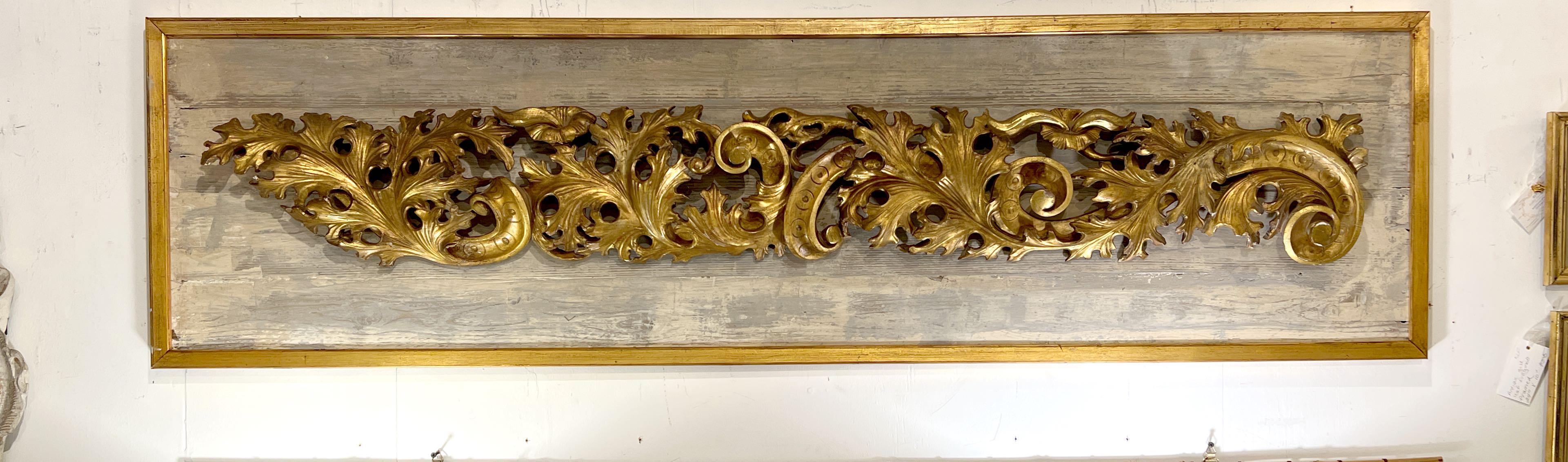 Wood Antique Architectural Fragment  circa 1800 Gilded and Framed  