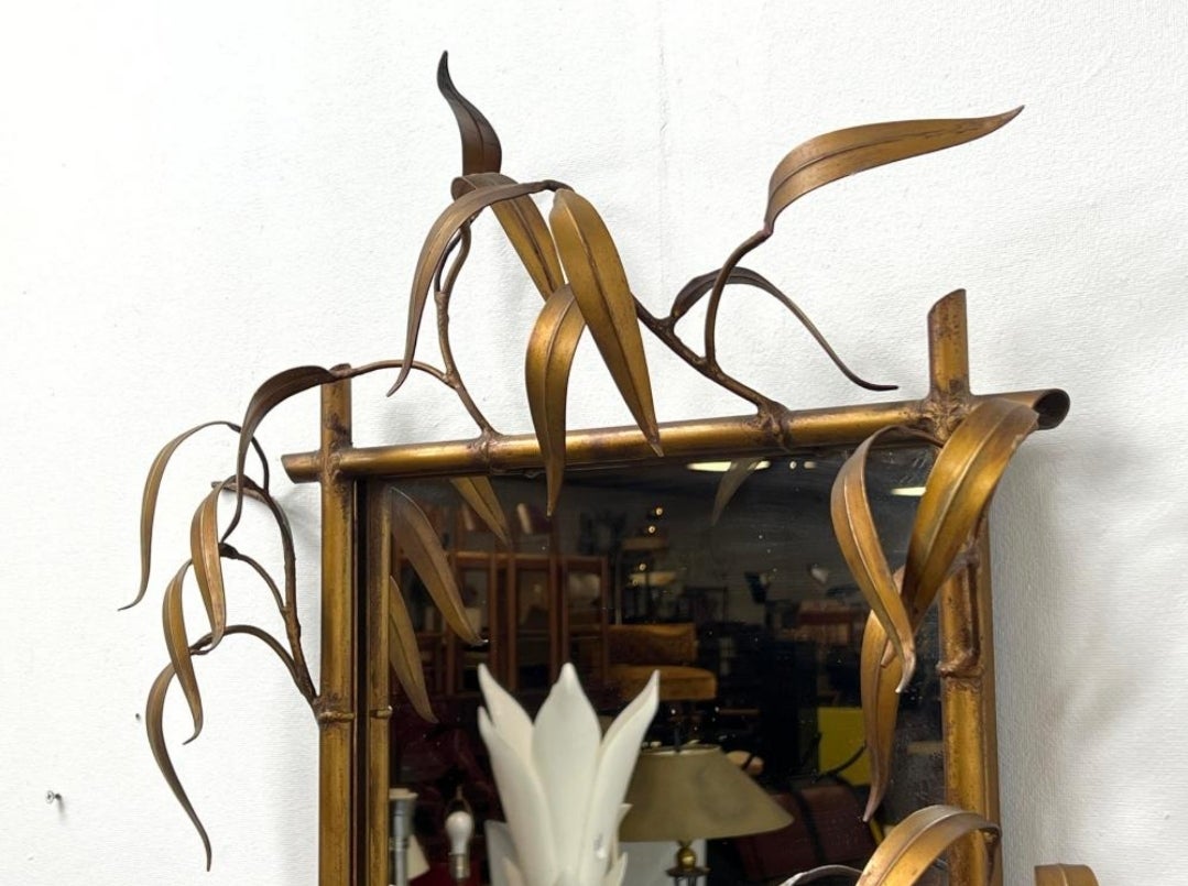 Mid-Century Modern Gold Gilded Mid Century Iron Mirror from Italy Circa 1960 For Sale