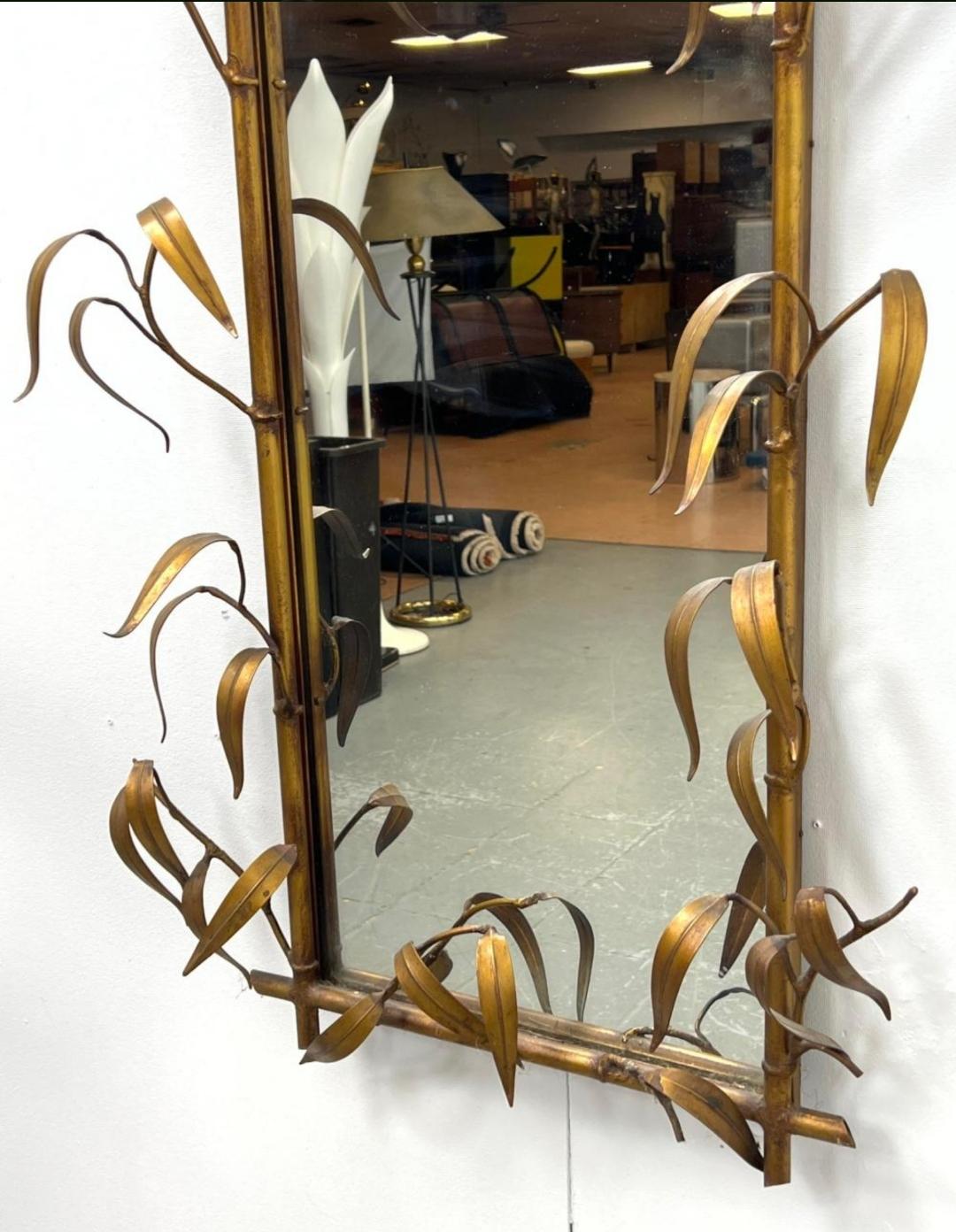 Hand-Crafted Gold Gilded Mid Century Iron Mirror from Italy Circa 1960 For Sale