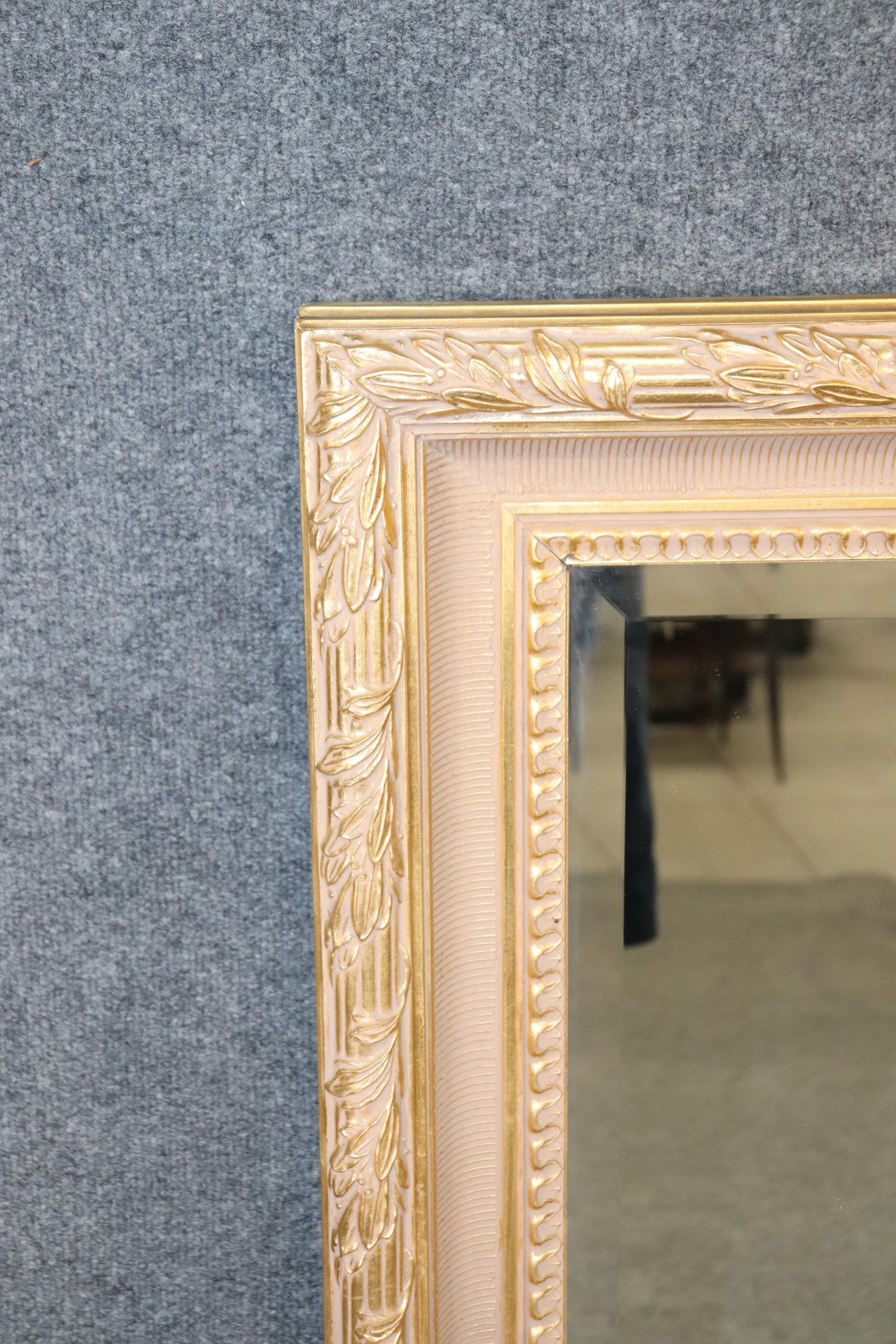 Louis XVI Large Gold Gilt Beveled Glass Mirror by Labarge For Sale